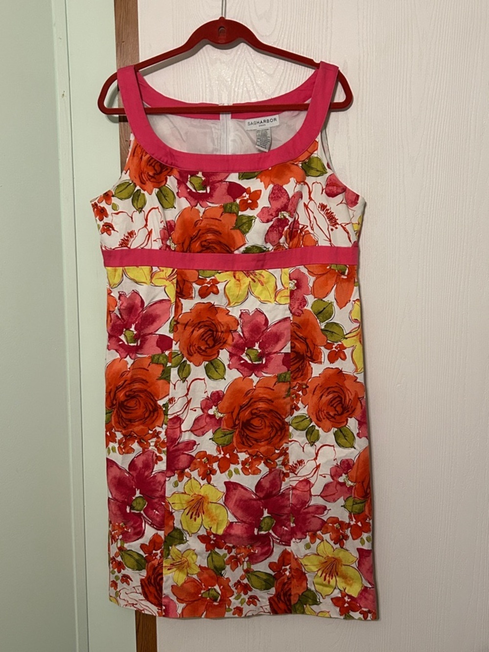 Sag Harbor Floral Sundress in Pink, Orange, Yellow and Green Size 16